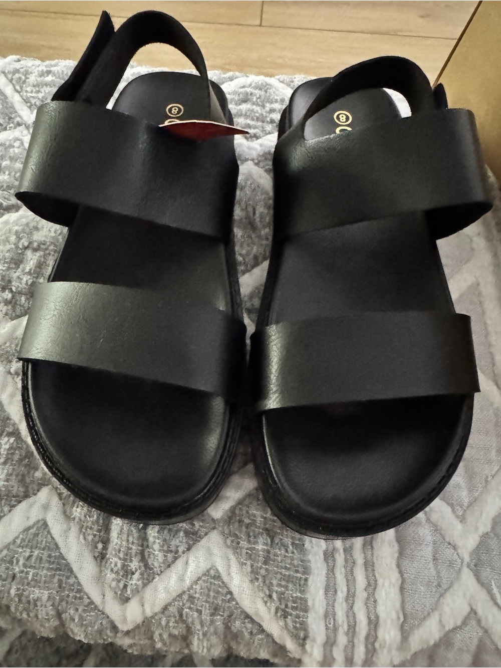 NWT - Black Women's Double-Strap Slide Sandals Size 7.5